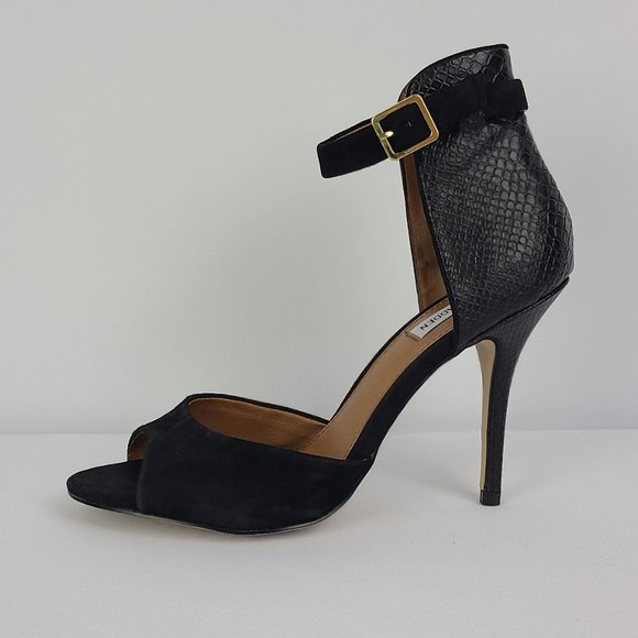 Steve Madden Black Leather Heels Size 9.5 - Picture 1 of 9